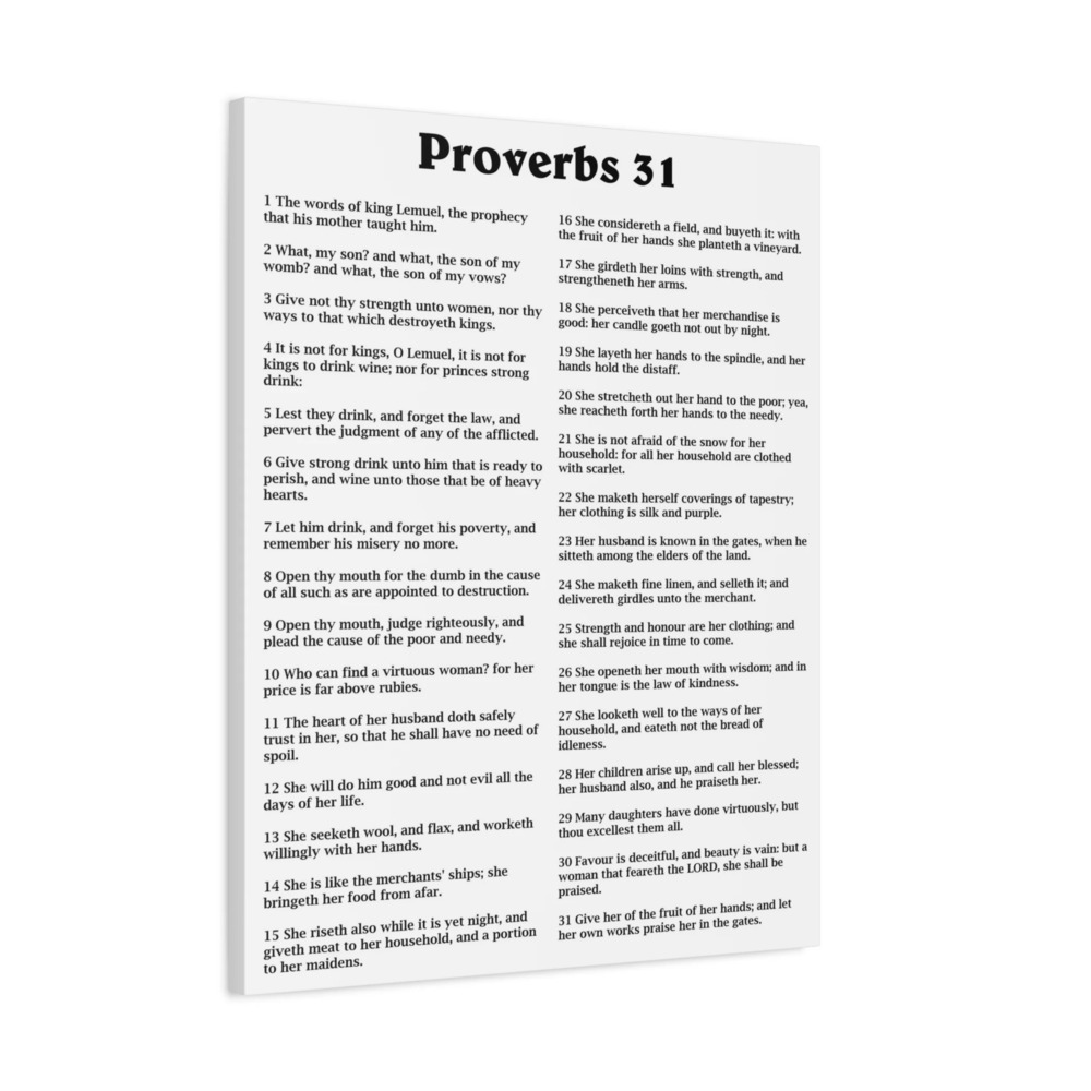 Scripture Canvas Proverbs 31 Chapter White Christian Wall Art Bible Verse Print